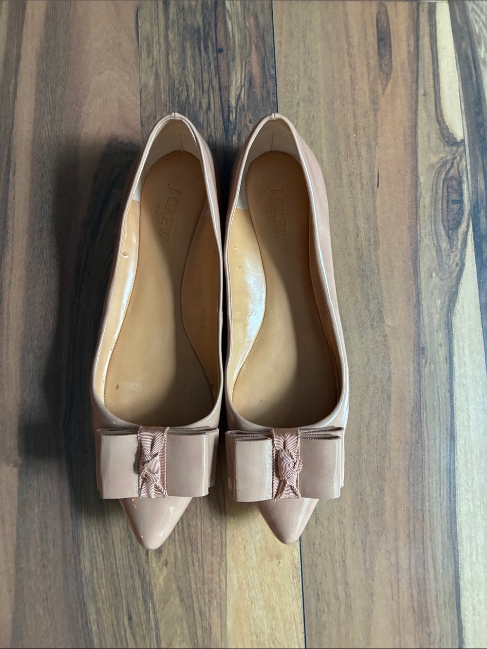 J. Crew Factory Tan Pointed Toe Bow Flats